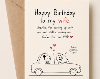 Birthday Card | Happy Birthday To My Wife| For Her (Digital Download)