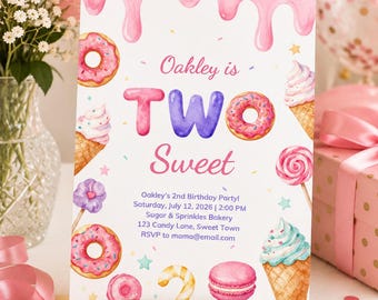 Invito di compleanno a tema ciambelle e gelato (Download digitale)