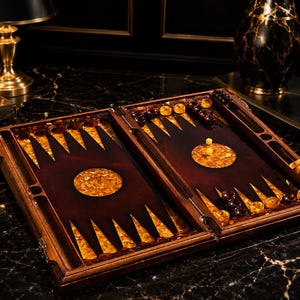 Luxury Baltic Amber Backgammon Set – Handmade Wooden Backgammon Board
