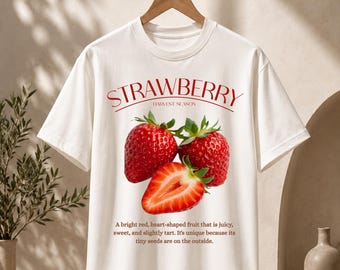 Strawberry T-shirt | Fruit Graphic Tee, Summer T-shirt, Gift T-shirt, Fruit T-shirt