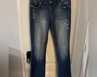ヴィンテージ Y2K Mudd ローライズ ブルー フレアジーンズ シルバーディテール