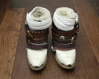 ¡HECHO A MEDIDA A Pedido! Western Boho Hippie Botines de cuero étnico Tobillo Cowgirl Cowboy Boots