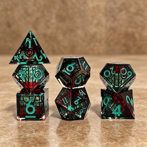 The Mysterious Church, Cathedral Resin Dice Set,  Stained Glass RPG Dice, Handmade Resin Dice, Dungeon Maste