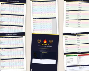 75 Challenge Tracker, Printable PDF, Habit + Weight + Weekly Check-In
