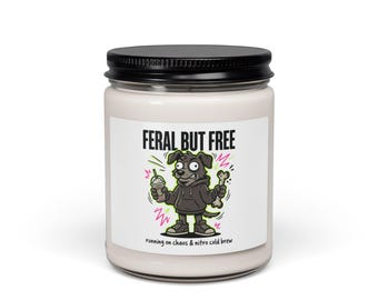Vela de soja Feral But Free / 255 g, estilo millennial caótico y peculiar.