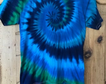 Adult Blue Tie Dye Spiral T-Shirt