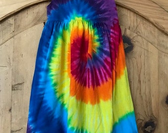 Rainbow Tie Dye Empire Waist Dress