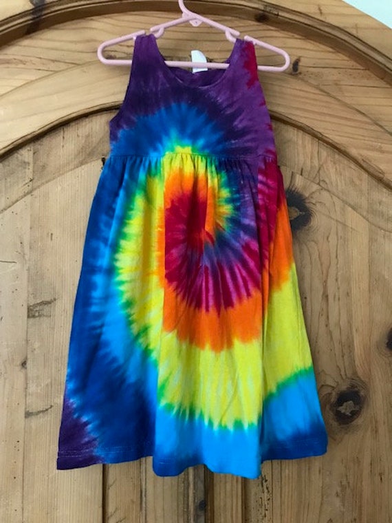 Rainbow Tie Dye Empire Waist Dress | Etsy
