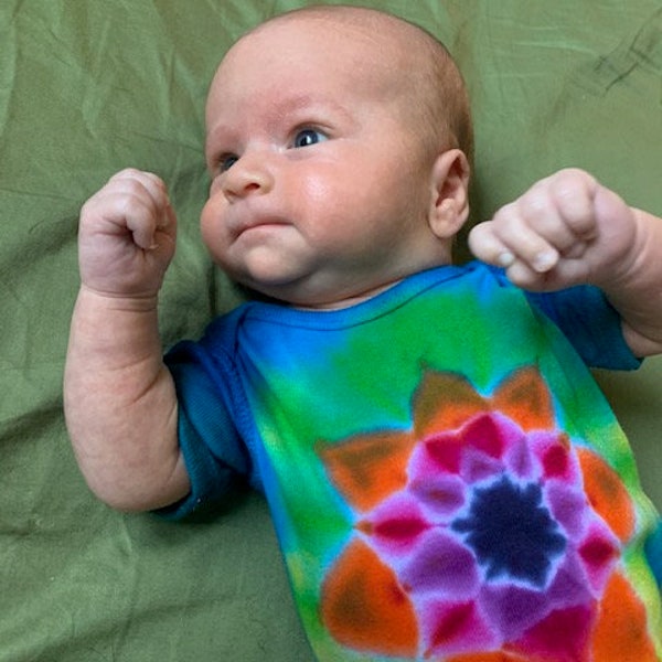 Aqua Mandala Tie Dye Infant Onesie