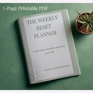 Afdrukbare weekplanner | Minimalistisch dagboek pdf | Salie esthetische planner | Bewust leven | Direct downloaden
