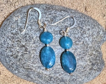 Blue Apatite and Sterling Silver Earrings