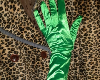 Accessori Guanti e muffole Guanti da sera e da cerimonia Vintage Chartreuse Green Nylon Gloves--8" Bracelet Length----Size 6 1/2--Auction #1610---0822 