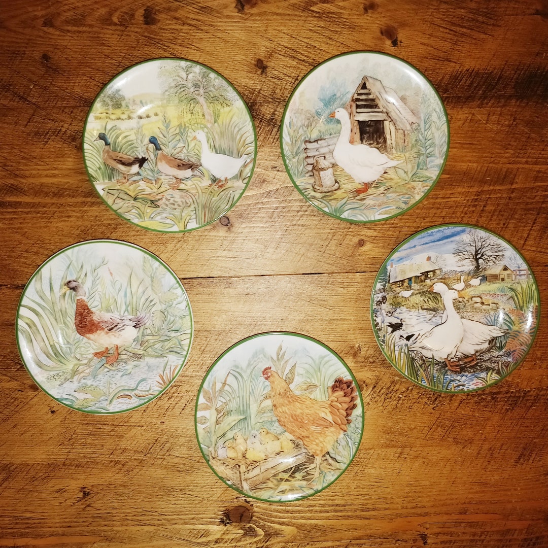 5 Duck Goose Chicken Little Plates Royal Kendal Fine China Etsy