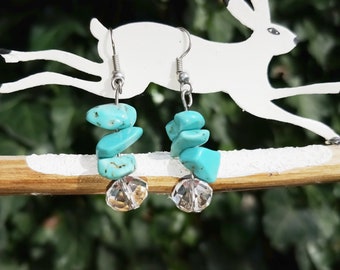 Turquoise and Czech Glass Earrings