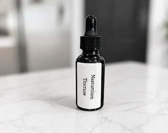 Tintura di nasturzio biologica, estratto botanico in piccoli lotti, Tropaeolum Majus, estratto di fiori e foglie da coltivazione in giardino, 28 g (1 oz)