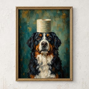 Personalized Bernese Mountain Dog Oil Portrait Poster & Canvas | Custom Dog Wall Art Y6PTVH