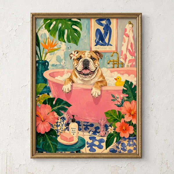 Personalized Bulldog Matisse Portrait Poster & Canvas | Custom Dog Wall Art OKMISI