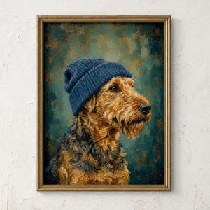 Personalized Airedale Terrier Oil Portrait Poster & Canvas | Custom Dog Wall Art F2EMT6