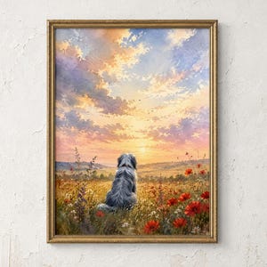 Personalized Bearded Collie Pastel Portrait Poster & Canvas | Custom Dog Wall Art 3LX3HY