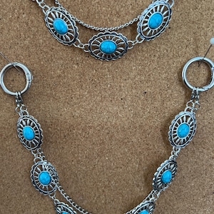 Silver chain and western chain with turquoise style stone. Bootlets, bling for your boots.