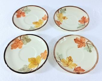 Set of 4 Vintage Franciscan October Fall Leaves 5 3/4" Saucers