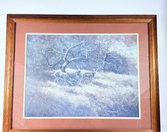 VTG 'Neath The Ole Apple Tree Authentic Print By Eileen Melton 1989 Framed COA