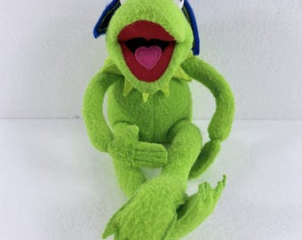 Jim Henson Kermit la grenouille en peluche 1995 Eden Muppets peluche chapeau vintage