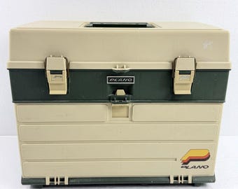 Vintage Plano 787 Tackle Box Fishing Organizer W/ 4 Drawers Opening Top Lid USA