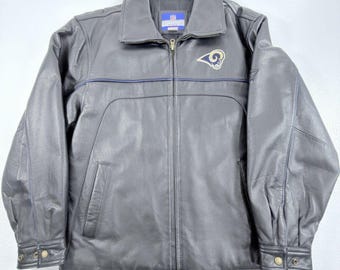 Vintage NFL Rams Leather Jacket Reebok On Field Team Apparel Mens Medium EUC