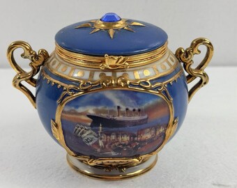 Titanic Historic The Smoking Room Porcelain Music Box Ardleigh Elliot Vintage