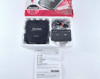 Vintage Sony Discman D-131 Portable CD Player Mega Bass Boxed Set Car Kit TESTED