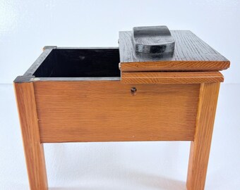 Vtg Shoe Shine Stand Table Cobblers Bench Hinged Top Storage Stool Handmade
