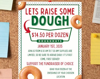 Krispy Kreme Fundraiser Flyer Template | Editable Canva Order Form (Digital Download)
