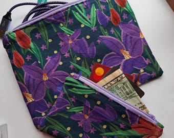 Set of 2 zipper pouches,  bags, small and medium size