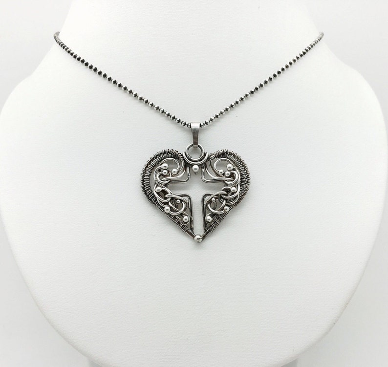 Wire wrapped cross pendant Silver cross pendant. Cross necklace Silver cross necklace Silver cross necklace
