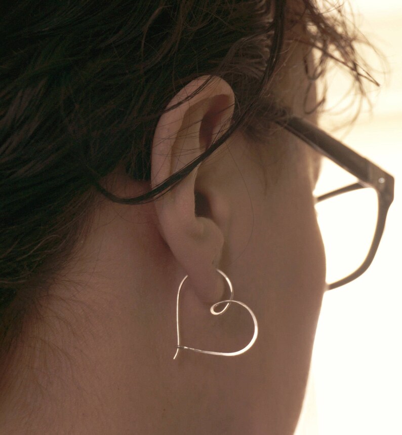 14k gold fill hoop earring Gold hoop earrings Tribal heart earring