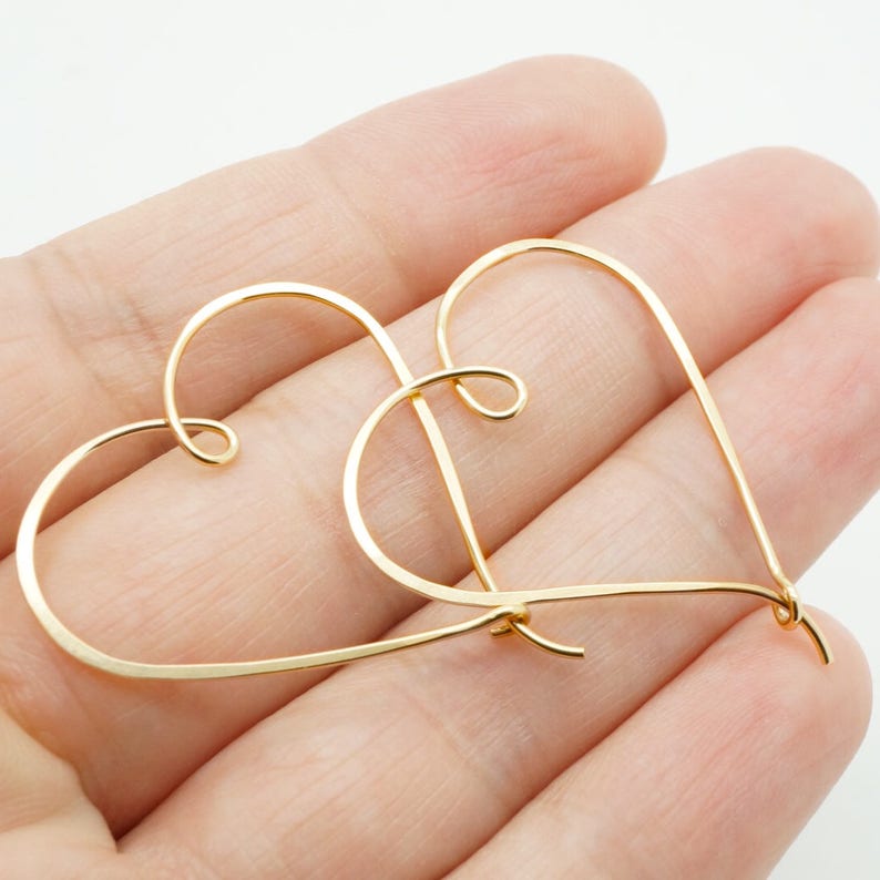 14k gold fill hoop earring Gold hoop earrings Tribal heart earring