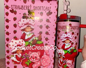 Strawberry Shortcake Stanley 40 Unzen Becher, Laser gravierte Tasse mit Geschenkbox