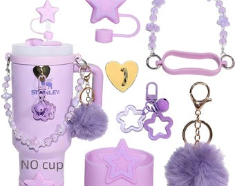 40 Unzen Becher Zubehör Set, Strohhalm-Topper, Charm-Kette, Silikon-Boot