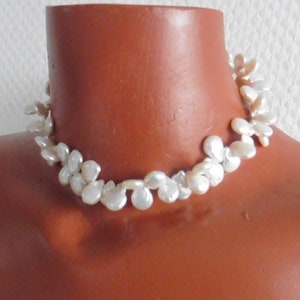 Parelsnoer 40 cm, bruidssieraden zoetwaterdruppelparels, 585 gouden slot
