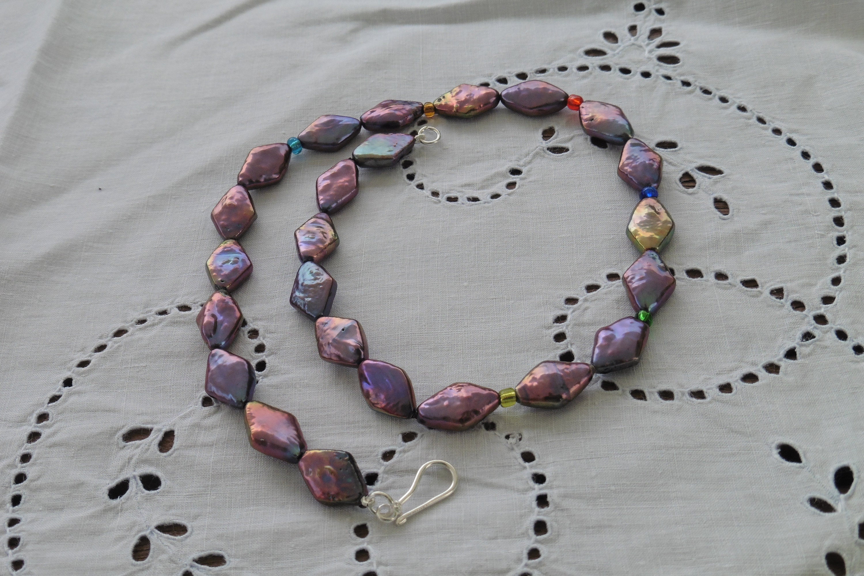 Short Pearl Necklace Black-purple Real Pearls 15 Mm - Etsy