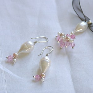 Pearls bride jewelry pendant earrings gold 750 image 1