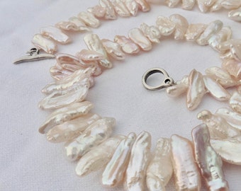 Pearl necklace real Keshi pearls soft pink spring necklace