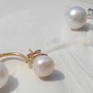 Double pearl earrings two pearls two-in-one 6 8.9 mm image 6