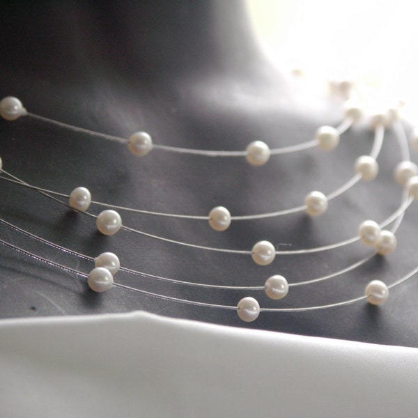 Collier De Perles Roses, Blanches Et Violettes En Argent Sterling - Occasion
