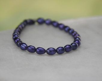 Bracelet perles perles bleues cadeau perles d'eau douce élastiques bracelet élastique bleu royal bracelet sans fin perles réelles
