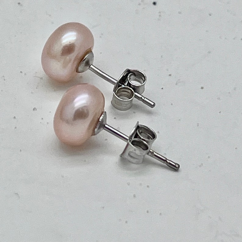 Ohrringe Perlenohrringe 8 mm solide Ohrstecker echte Süßwasser-Perlen Bild 3