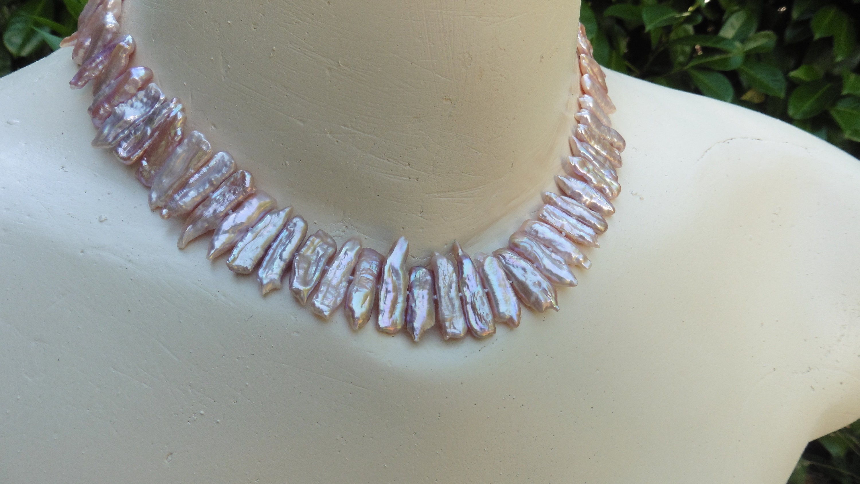 Short Pearl Necklace Made of Genuine Keshi Pearls, Attractive Pink 