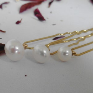 Haarnadeln echte Perlen, Hochzeitsfrisur mit echtem Perlenschmuck verschiedene Größen Bild 5