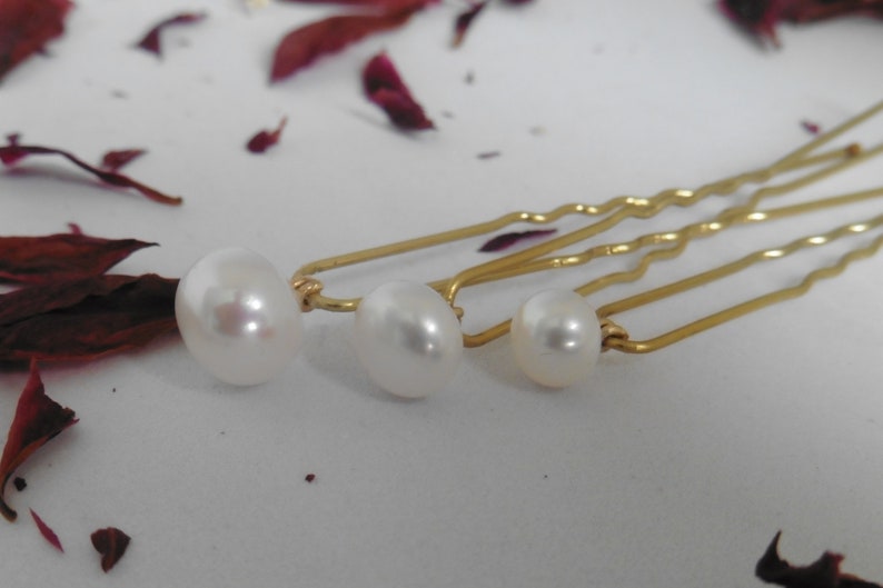 Haarnadeln echte Perlen, Hochzeitsfrisur mit echtem Perlenschmuck verschiedene Größen zdjęcie 5